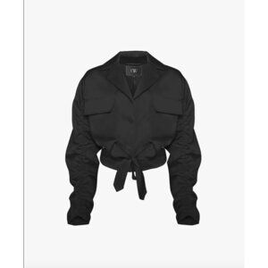OW Collection Vegas Satin Jacket Black Womens Size Small